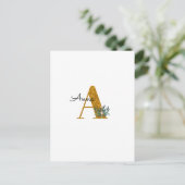 Letter A Golden monogram  Briefkaart (Staand voorkant)