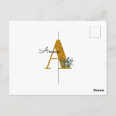 Letter A Golden monogram  Briefkaart (Achterkant)