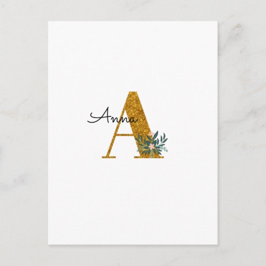 Letter A Golden monogram  Briefkaart (Voorkant)