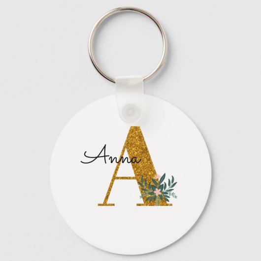 Letter A Golden monogram Sleutelhanger (Voorkant)
