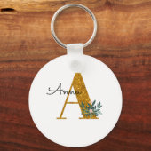 Letter A Golden monogram Sleutelhanger (Voorkant)