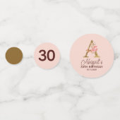 Letter A Gouden Monogram Blush Roze Rozen Confetti (Voorkanten)