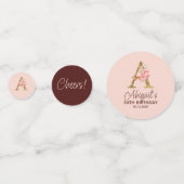 Letter A Gouden Monogram Blush Roze Rozen Confetti (Achterkanten)