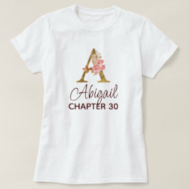 Letter A Gouden Monogram Blush Roze Rozen Verjaard T-shirt