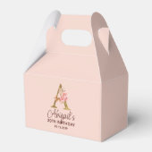Letter A Gouden Monogram Roze Rozen Bedankdoosjes (Achterkant)