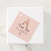 Letter A Gouden Monogram Roze Rozen Bedankjes Labels (In situ)