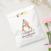 Letter A Gouden Monogram Roze Rozen Bedankzakje (Gezegeld)