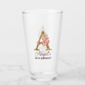 Letter A Gouden Monogram Roze Rozen Glas (Achterkant)