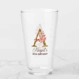 Letter A Gouden Monogram Roze Rozen Glas