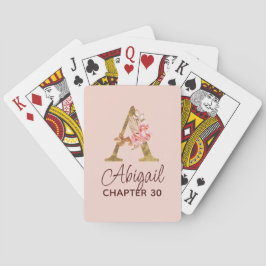 Letter A Gouden Monogram Roze Rozen Pokerkaarten