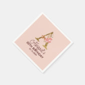 Letter A Gouden Monogram Roze Rozen Servet (Hoek)