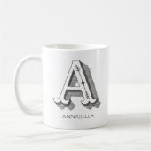 Letter A Grijs Monogram Moderne naam Koffiemok (Links)