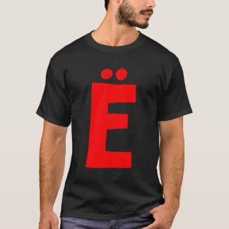 Letter ã ‹ Groot en vetgedrukt rood T-shirt