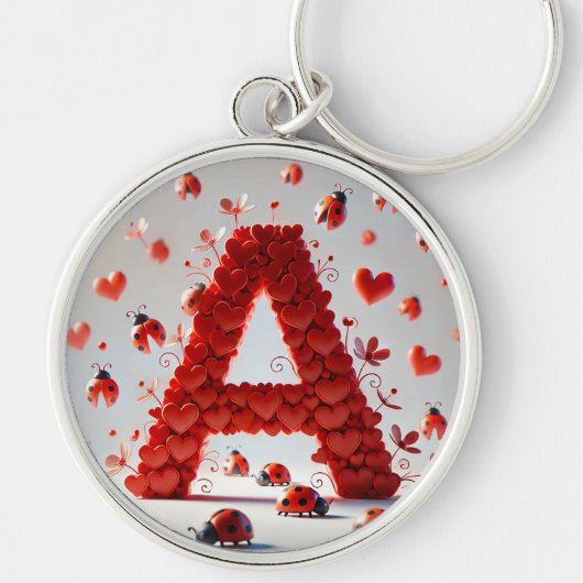 ❤️ Letter A Hartjes Ontwerp Cadeau Voor Haar Sleutelhanger (Voorkant)