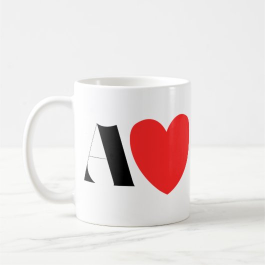 Letter A Heart - Valentine Initial Love Design Koffiemok (Links)