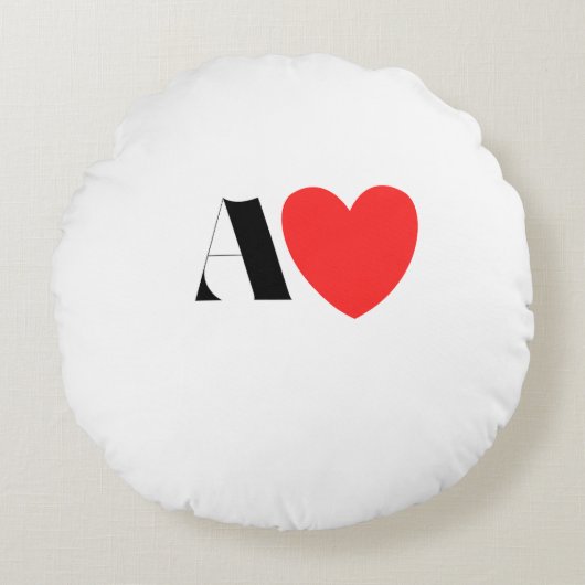 Letter A Heart - Valentine Initial Love Design Rond Kussen (Voorkant)