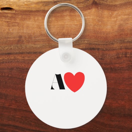 Letter A Heart - Valentine Initial Love Design Sleutelhanger (Voorkant)