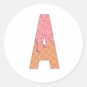 Letter A - Ice crème-thema Ronde Sticker