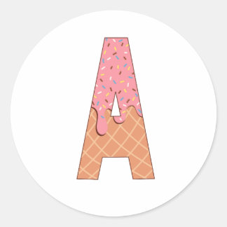 Letter A - Ice crème-thema Ronde Sticker