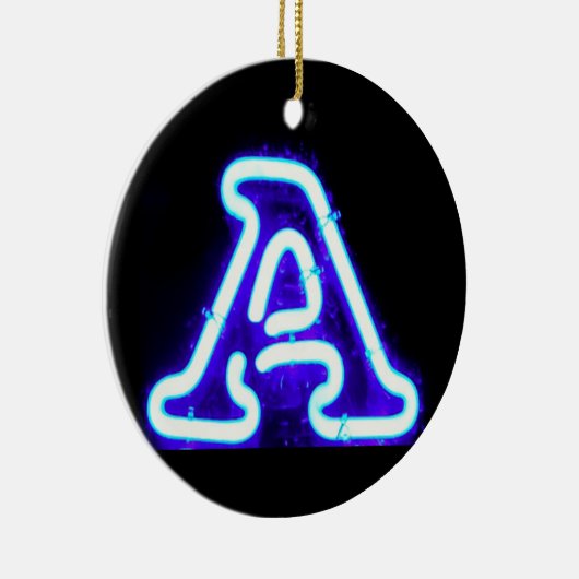 Letter "A" in Neon Blue Keramisch Ornament (Rechts)