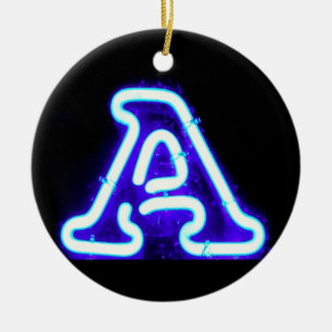Letter "A" in Neon Blue Keramisch Ornament