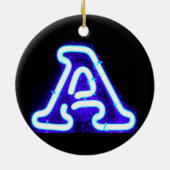 Letter "A" in Neon Blue Keramisch Ornament (Achterkant)