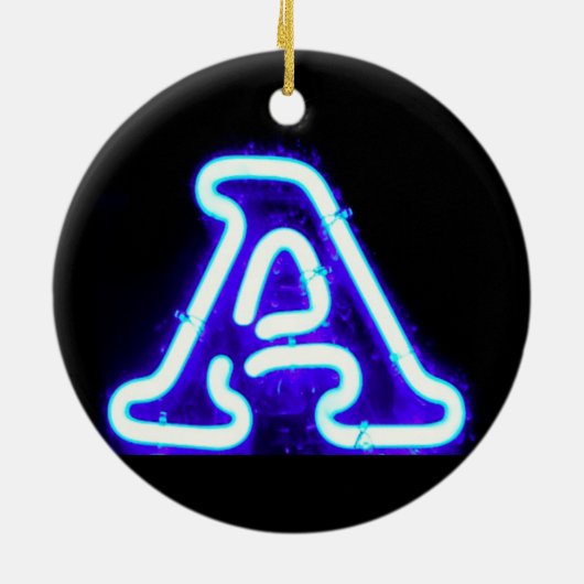 Letter "A" in Neon Blue Keramisch Ornament (Achterkant)