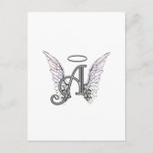 Letter A Initiaal Monogram met Angel Wings & Halo Briefkaart (Voorkant)
