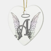 Letter A Initiaal Monogram met Angel Wings & Halo Keramisch Ornament (Links)