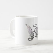 Letter A Initiaal Monogram met Angel Wings & Halo Koffiemok (Voorkant links)