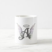 Letter A Initiaal Monogram met Angel Wings & Halo Koffiemok (Center)