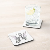 Letter A Initiaal Monogram met Angel Wings & Halo Onderzetter (Rechterzijde)