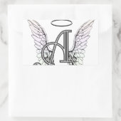 Letter A Initiaal Monogram met Angel Wings & Halo Rechthoekige Sticker (Tas)