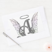 Letter A Initiaal Monogram met Angel Wings & Halo Rechthoekige Sticker (Envelop)