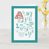 Letter A Initiaal Naam Alfabet Verjaardag Blauwgro Kaart (Gele Bloem)