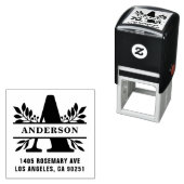 Letter A Klassiek gebladerte familie Monogram Adre Zelfinktende Stempel (In situ)