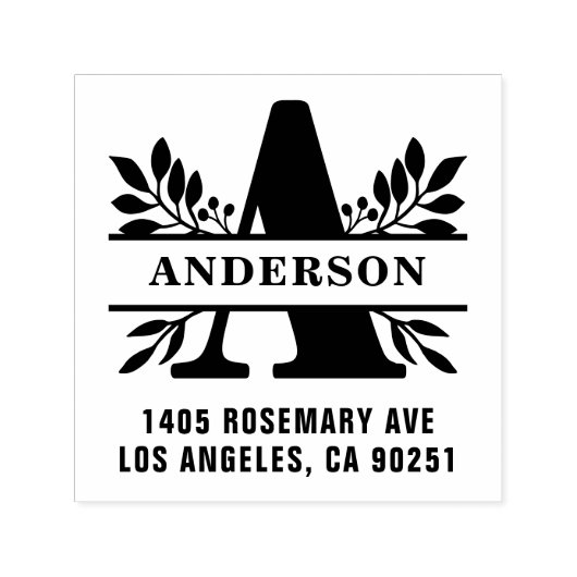Letter A Klassiek gebladerte familie Monogram Adre Zelfinktende Stempel (Design)