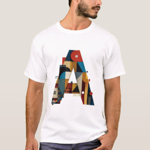 Letter A – Kleurblok Mid-Century Monogram T-shirt