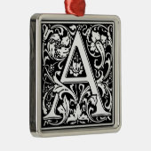 Letter A Medieval Monogram Art Initiaal Metalen Ornament (Rechts)