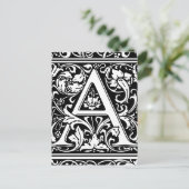 Letter A Medieval Monogram Initiaal Briefkaart (Staand voorkant)