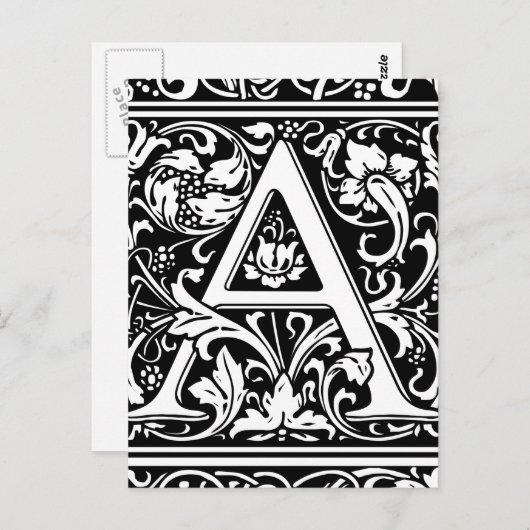 Letter A Medieval Monogram Initiaal Briefkaart (Voorkant / Achterkant)