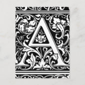 Letter A Medieval Monogram  Initiaal Briefkaart (Voorkant)