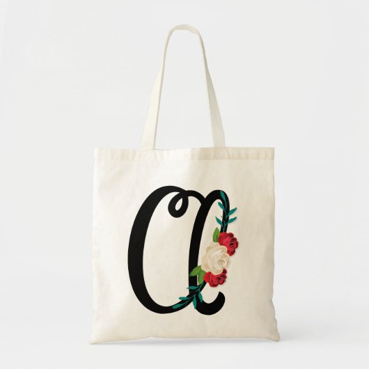 Letter A met  bloemontwerp en aantrekkelijk Tote Bag (Voorkant)