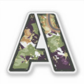 Letter A met militaire camouflagetextuur Sticker (Voorkant)