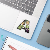 Letter A met militaire camouflagetextuur Sticker (Laptop met iPhone)