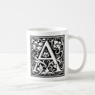 Letter A Middeleeuwse Monogram Art Nouveau Koffiemok