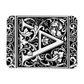 Letter A Middeleeuwse Monogram Art Nouveau Magneet (Horizontaal)