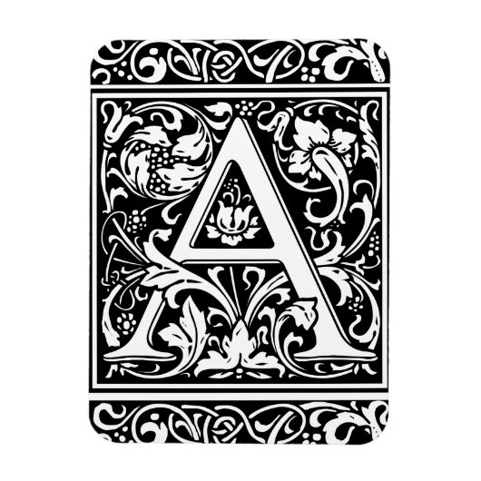Letter A Middeleeuwse Monogram Art Nouveau Magneet (Verticaal)