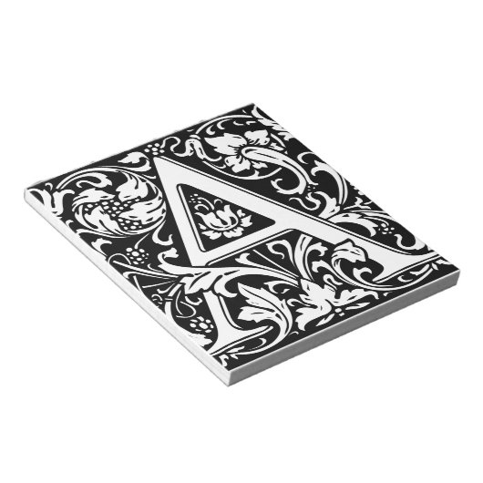 Letter A Middeleeuwse Monogram Art Nouveau Notitieblok (Schuin)