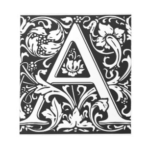 Letter A Middeleeuwse Monogram Art Nouveau Notitieblok